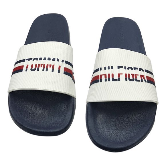 NWT TOMMY HILFIGER AUTHENTIC MEN'S NAVY BLUE SLIP ON SLIDES SANDALS SIZE 12 - Picture 2 of 5